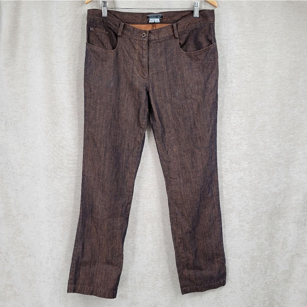 Peruvian Connection Cotton Linen Blend Denim Jeans Orange Black Fall Women's 12